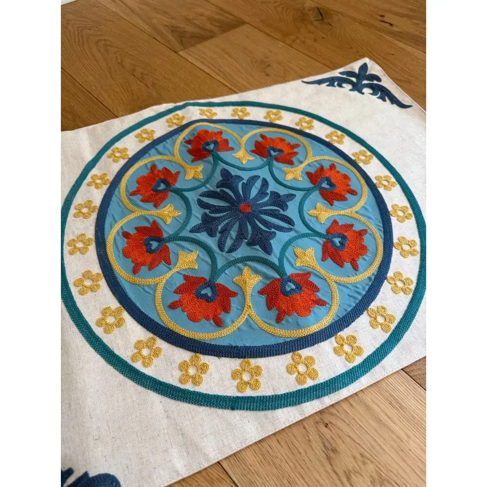 Pier 1 Imports Suzani Embroidered Table Runner 16x70 Boho Anthropologie Style